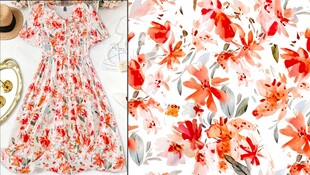 红花裙 连衣裙 数码印花裙 