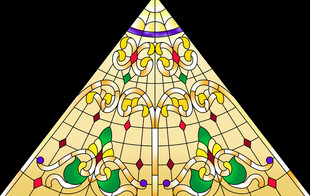 高清分层三角教堂玻璃打印图