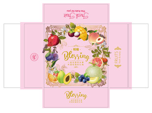 祝福水果箱包装平面展开图