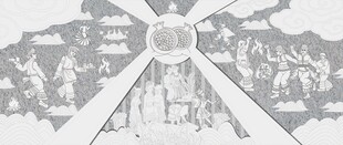 团结浮雕线稿设计图