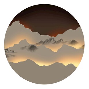 圆形山水意境图