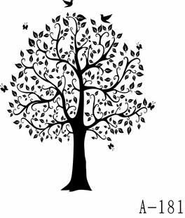 简约树形图案 点缀飞鸟