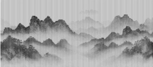 线条水墨山水意境图