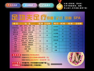足疗价格表