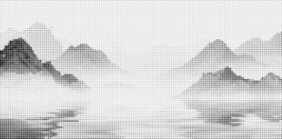 水墨镂空山水点状图