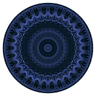 蓝色曼陀罗花纹圆形图案