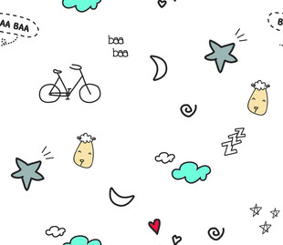 可爱手绘风卡通元素图案