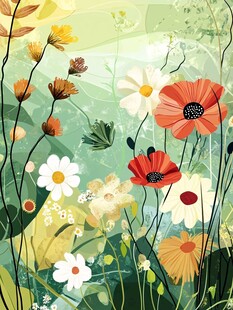 春日繁花烂漫插画