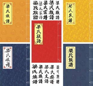 梁氏家谱封面古籍线装书