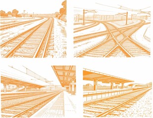 铁路轨道多角度视图