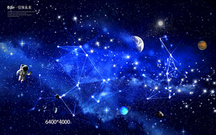 梦幻蓝色星空宇宙图景