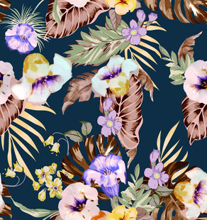 热带花卉植物图案背景