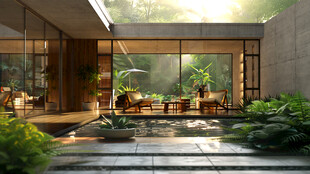 现代庭院室内外融合景观