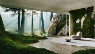 森林中的现代室内休憩空间