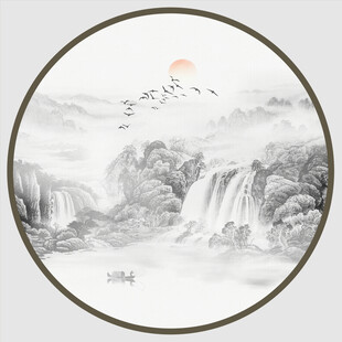 圆形意境水墨画