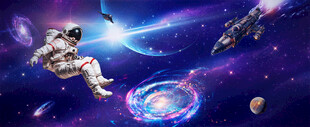 旋涡巨幅蓝色星空长图