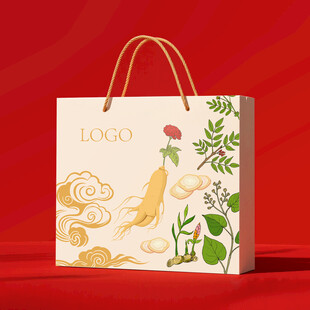 名贵中药手提袋包装展开图