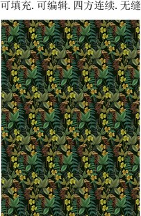 绿色植物装饰 服装印花 