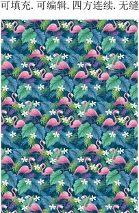 花鸟植物图案  热带风情印花