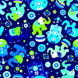 可爱动物图案的蓝色背景