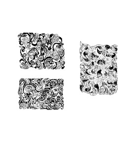 银质花纹饰品三件套秦汉纹样