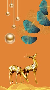 鹿与蝶的梦幻装饰画面