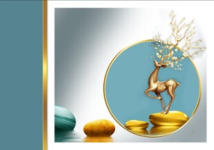 中式风麋鹿摆件装饰画