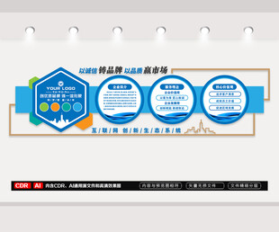 蓝色企业文化墙