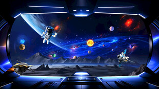 宇宙飞船内部观看地球