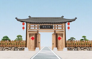 中式古典门楼景观