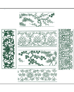 中式传统绿色花纹图案集