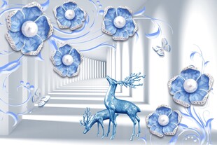 时尚蓝色麋鹿背景