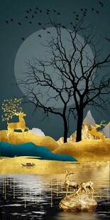 抽象金山麋鹿画