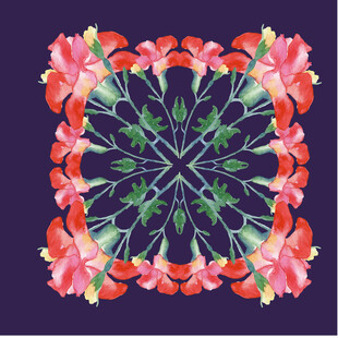 绚丽花卉对称图案设计