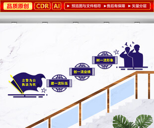 派出所公安局楼梯文化墙