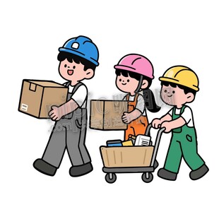 卡通工人搬运货物