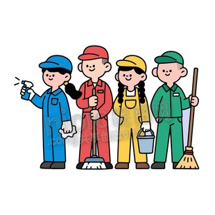 卡通家政清洁工人