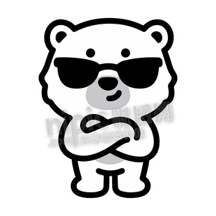 卡通酷炫北极熊戴墨镜
