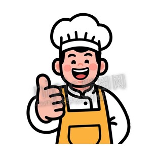 卡通厨师大拇指点赞