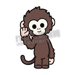 卡通可爱小猴子招手