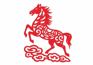 矢量剪纸骏马踏祥云