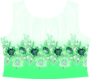 绿色花卉图案无袖上衣