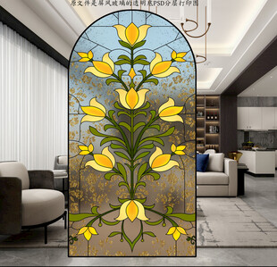 高清分层欧式屏风教堂玻璃打印图