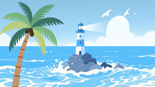 大海灯塔插画