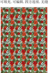 热带花卉植物图案 木槿花卉印花