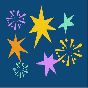 多彩星星与烟花图案设计 