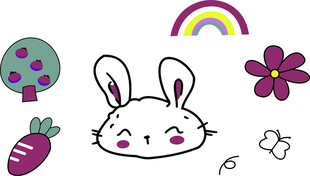 可爱兔子与卡通元素插画