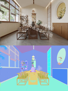 新中式茶室效果图