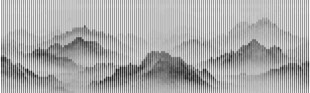 竖线条水墨山水意境图