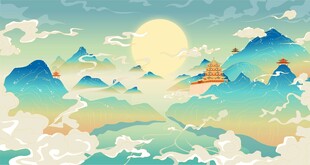 梦幻山水间插画